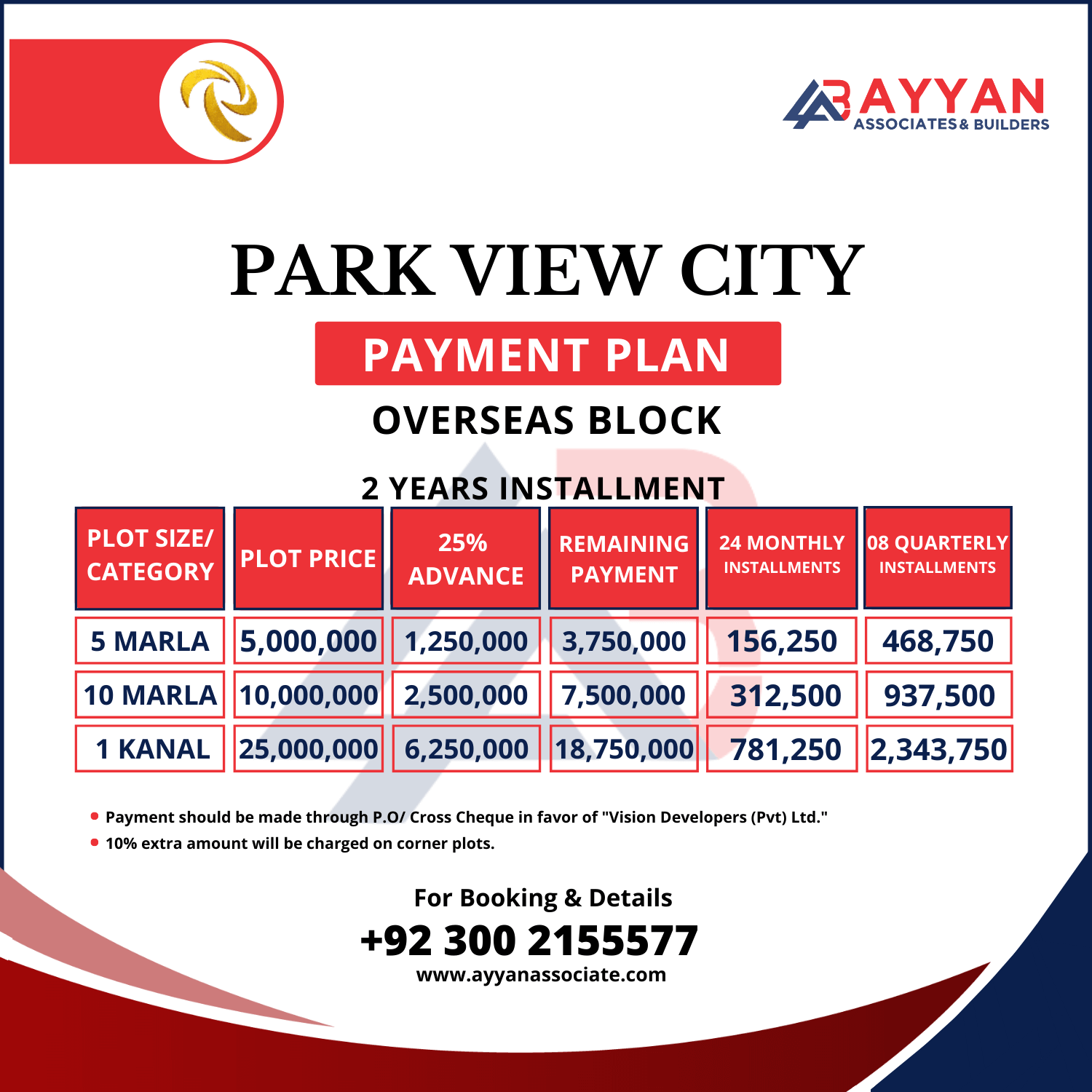 Overseas Block Payment Plan